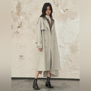 Circlofy contrast double collar layered classic trench coat S